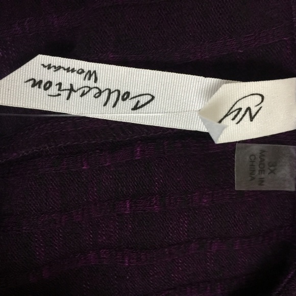 NY Collection Purple Ribbed Wrap Dress - Picture 4 of 5